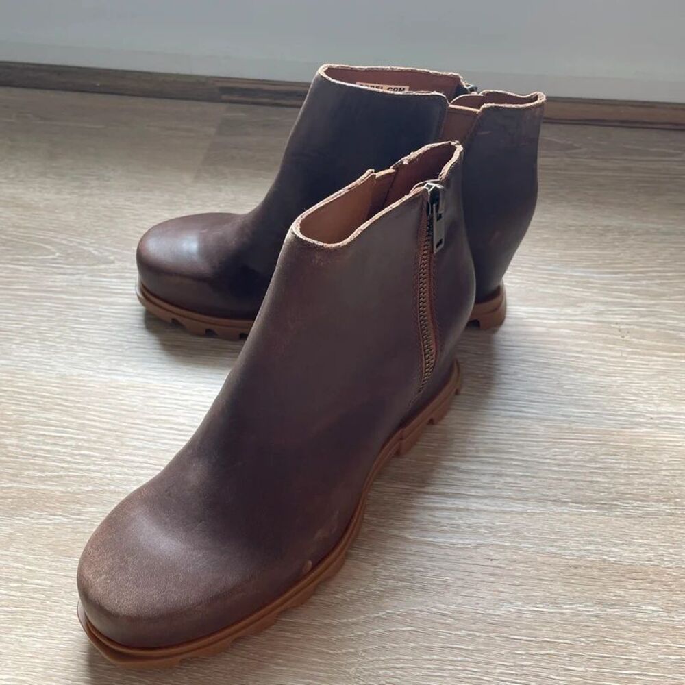 Sorel Joan Rhapsody Zip Leather Wedge Bootie - Picture 3 of 8